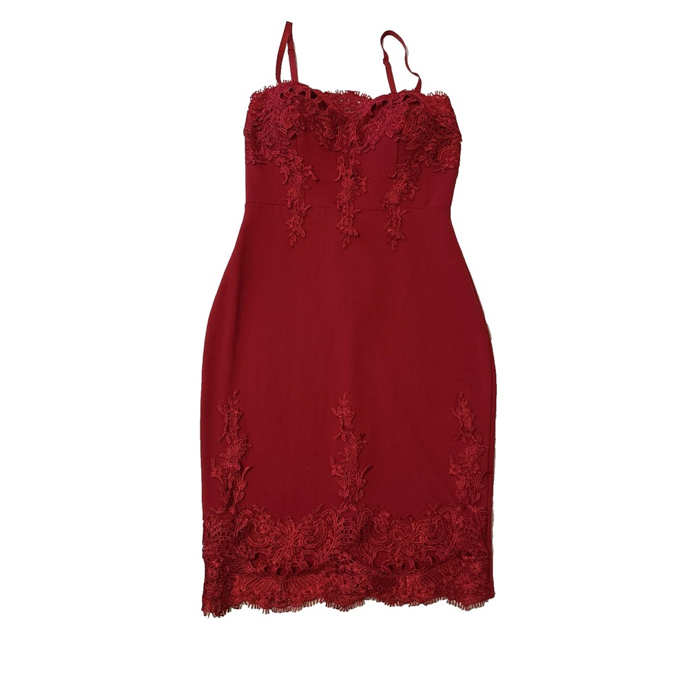 Haute Monde Red Lace Bodycon Dress Women's S Sexy Valentines Whimsigoth Pinup‎